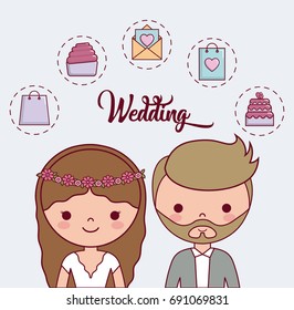 cartoon wedding couple icon
