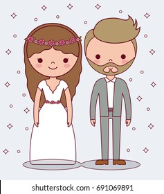 cartoon wedding couple icon