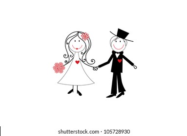 Cartoon Wedding Couple Illustration