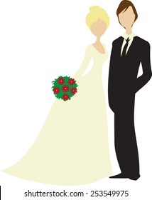 Cartoon Wedding Couple - Vector Art
