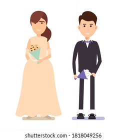 Cartoon Wedding Couple Vector Illustrator, Wedding invitation Couple Vector Images cream