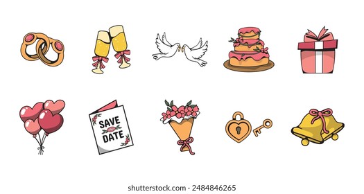 Cartoon Wedding Illustration Set Collection