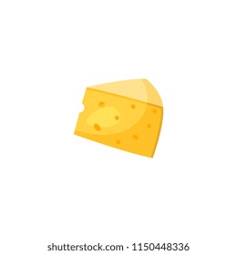 Cartoon wedge of emmental cheese with holes. Swiss, italian dairy fresh organic product, gourmet healthy food for advertising, poster design. Isolated vector illustration