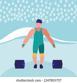 cartoon weightlifter icon 