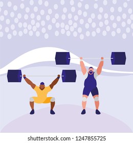 cartoon weightlifters design