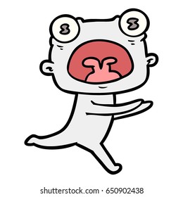 cartoon weird alien running away