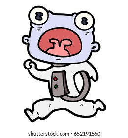 cartoon weird alien running away