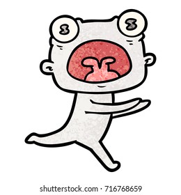 cartoon weird alien running away