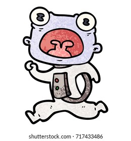 cartoon weird alien running away