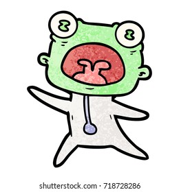 cartoon weird alien running away