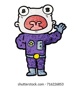 cartoon weird alien waving