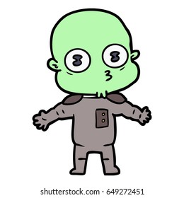 cartoon weird bald spaceman