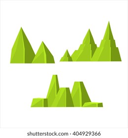Cartoon Weird Green Rock Set Vector Isolated Landscape Elements For Video Game Design