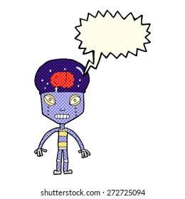 robot extraño de caricatura con burbuja de habla