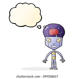 robot raro de dibujos animados con burbuja de pensamientos