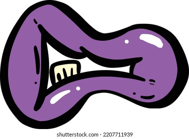 Cartoon Weird Scary Mouth and Lips in Vector