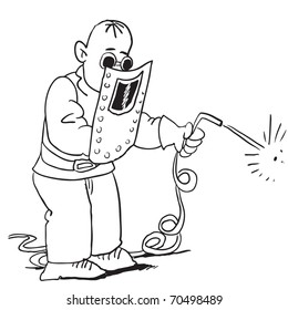 Cartoon welder