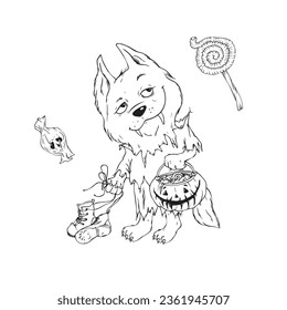 Cartoon Werewolf for Halloween. Vector illustration.
