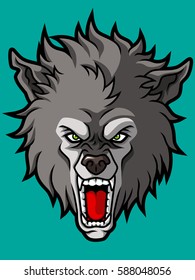 Cartoon Werewolf Head