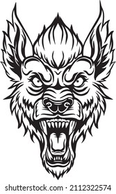 Cartoon Werewolf Head Mascot Design