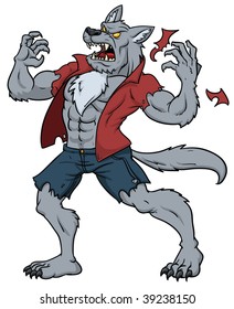 Cartoon werewolf howling.