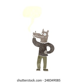 cartoon werewolf with idea with speech bubble