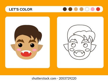 Cartoon Werewolf Monster Cartoon Color Book. Coloring education for kids. Happy Halloween game.