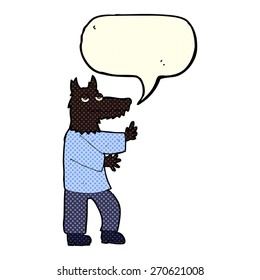 cartoon werewolf with speech bubble