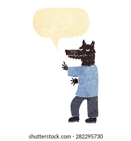 cartoon werewolf with speech bubble