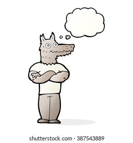 cartoon werewolf with thought bubble