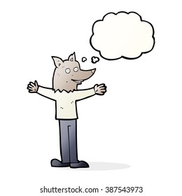 cartoon werewolf with thought bubble