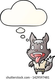 cartoon werewolf with thought bubble in smooth gradient style