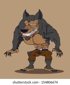 Cartoon Werewolf. Vector Illustration