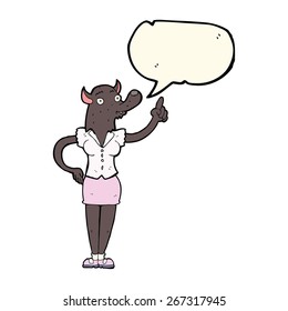 cartoon werewolf woman with idea with speech bubble