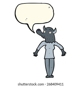 cartoon werewolf woman with speech bubble