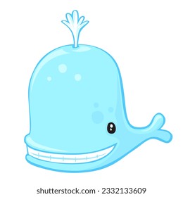 Cartoon whale character design isolated on white background. Cute and funny animal design
