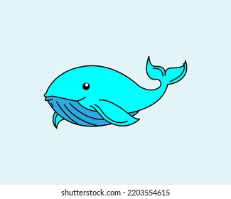 Cartoon Whale icon illustration template for many purpose. Drawing lesson for children. Vector illustration	