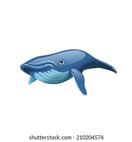 Cartoon whale illustration. Vector character