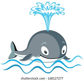 cartoon whale isolated on white background 