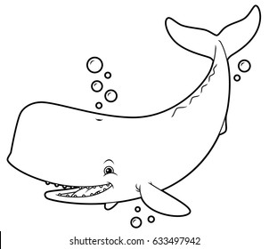 Cartoon Whale Line Art - Shutterstock ID 633497942