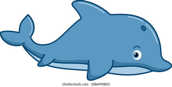 Cartoon whale on white background