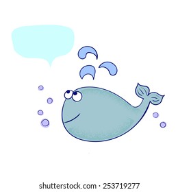 Cartoon whale on a white background. Vector illustration.