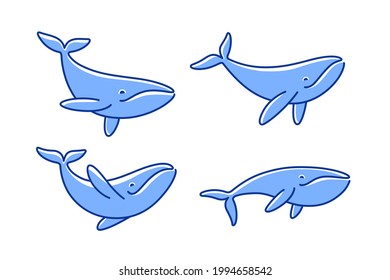 Cartoon whale sketch line icon. Kawaii animals icons set. Childish print for nursery, kids apparel, poster, postcard, pattern.