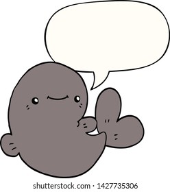 cartoon whale with speech bubble