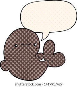 Cartoon-Wal mit Sprachblase im Comicstil