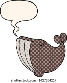 cartoon whale with speech bubble in comic book style