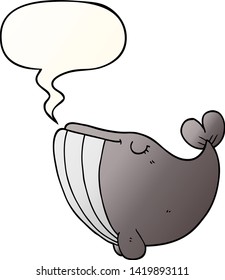 cartoon whale with speech bubble in smooth gradient style