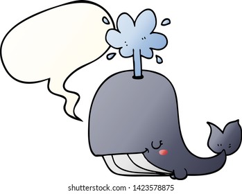 cartoon whale with speech bubble in smooth gradient style