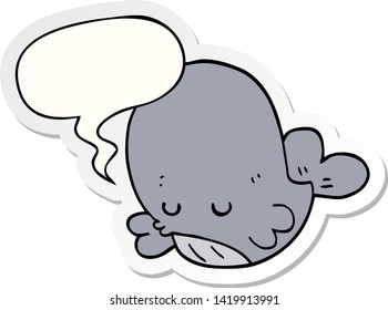 cartoon whale with speech bubble sticker