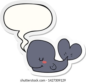 ballena de caricatura con pegatina de burbuja de habla